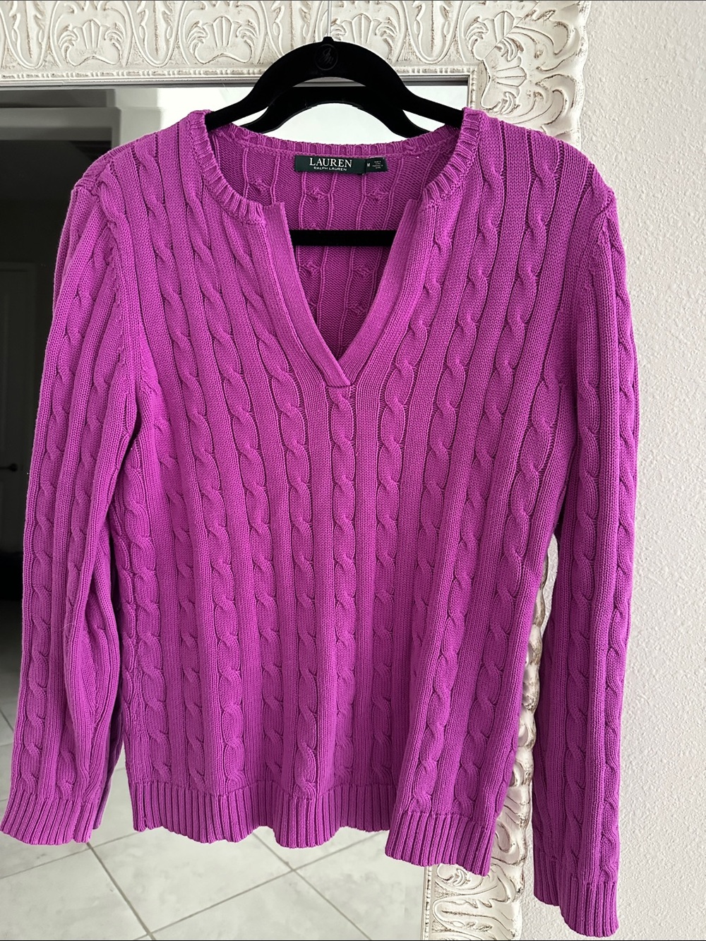 Lauren Ralph Lauren V-Neck Cable-Knit Sweater